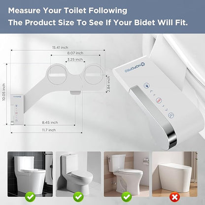 HOPOPRO Bidet Attachment for Toilet, Non-Electric Bidet Ultra-Slim Dual Nozzle (Feminine/Rear Wash), Cold Water Bidets Sprayer for Existing Toilets with Adjustable Pressure Control 1-Min Install