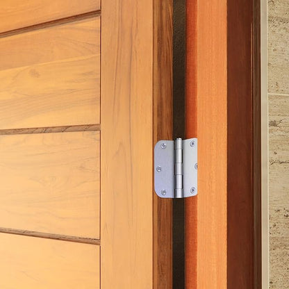 Design House Door Hinges for Interior Doors 6-Pack 3.5-inch x 3.5-inch – Rounded 5/8-inch Radius Steel Door Hinge – Brushed Chrome – Fits Standard Doors – Design House 189712
