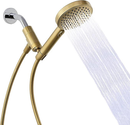 sproos! - Handheld Showerhead, High Pressure Performance, Golden Hour | Metallics - Easy DIY Installation - Renter Friendly - 3 Spray Functions with Pause - Extra Long 70 Inch Flexible Hose