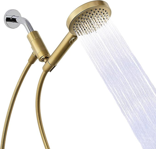 sproos! - Handheld Showerhead, High Pressure Performance, Golden Hour | Metallics - Easy DIY Installation - Renter Friendly - 3 Spray Functions with Pause - Extra Long 70 Inch Flexible Hose