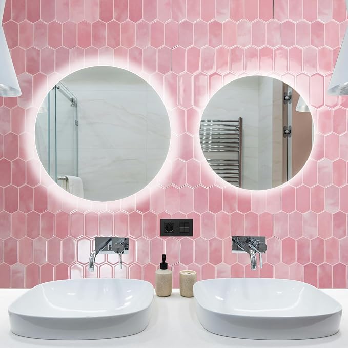 Art3d 10-Sheet Heavy-Duty Peel and Stick Backsplash, Self-Adhesive Vinyl Wall Tiles for Kitchen Countertop Bathroom, Pink (Pack of 2)