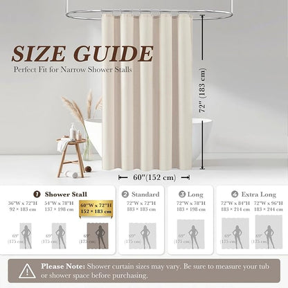 Natural Linen Shower Curtain Farmhouse Bathroom Decor 60x72 Inches | Boho Bathroom Decor,12 Sturdy Stainless Steel Sliding Hangers,Rustic Country Style,Linen Shower Curtains for Bathroom