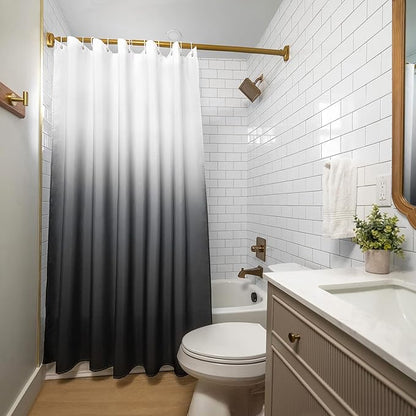 Americanflat 71x74 Grey Ombre Shower Curtain - Water-Resistant Long Shower Curtain with Durable Metal Grommets and 12 Hooks - 100% Polyester