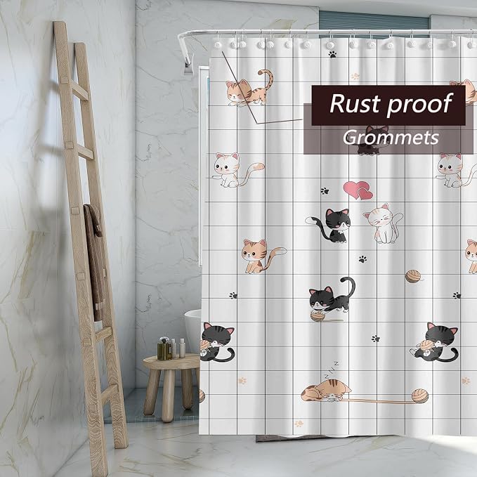 TIKABC Shower Curtain Liner, 4G PEVA Shower Liner, Plastic Peva Waterproof Shower Curtains, 72x72 inch with Grommet Holes 3 Magnetic Weights