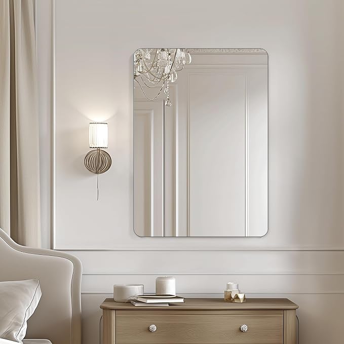 Frameless Bathroom Mirror for Over Sink, 22x30 Inch | Rectangular Vanity Mirror for Wall, Shatterproof Tempered Mirror for Living Room, Bedroom, Entryway Upgrade & Remodel