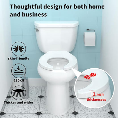 Commercial Heavy Duty Open Front Toilet Seat Without Cover, Thickened Material, Never Loosen, ROUND, White (16.5”)1-Pack