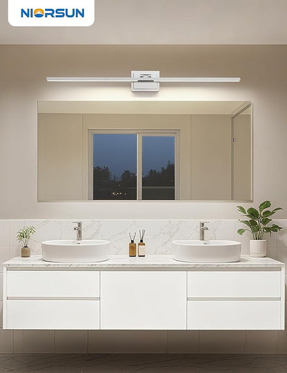 NIORSUN 46.5 Inch Modern Bathroom Light Fixture, 40W 5CCT Dimmable LED Chrome Bathroom Vanity Lights Over Mirror, Vanity Lights for Bathrooms Restroom Mirror