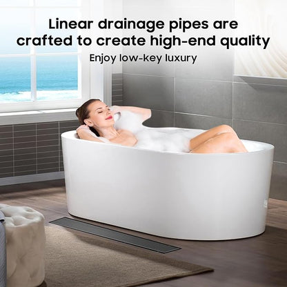 DLONE® Linear Shower Drain - 36 Inch Gun Gray, with Tile Insert Panel | AISI 304 Stainless Steel Linear Drain, Rectangle Shower Floor Drain, with Adjustable Feet, Fits Bathroom & Balcony etc