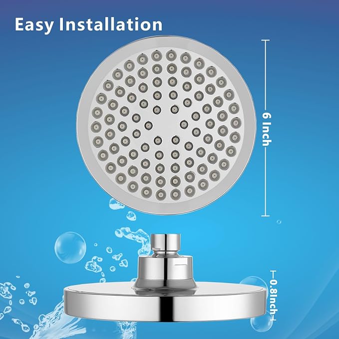 High Pressure Rain Shower Head, High Flow Pressure Boosting Adjustable Rainfall Showerhead, Awesome Shower Experience Even At Low Water Flow, Chrome