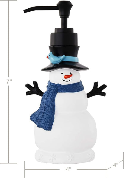SKL Home Christmas Winter Friends Snowman Soap/Lotion Dispenser, Blue | For use in the bathroom, kitchen or bar. Coordinates with SKL Home Winter Friends and Glitz & Glam bath collections.