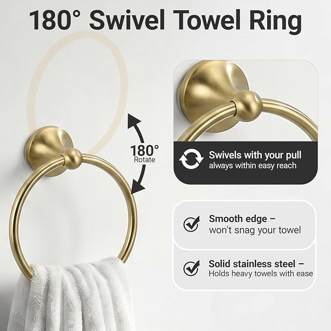 24-Inch Wall Mounted Towel Racks for Bathroom, 4-Piece Towel Bar Set | Rust-Resistant SUS 304 Stainless Steel, 4-Piece Towel Bar Set, Space-Saving Design, Easy Mount for Bath Towel Storage Home