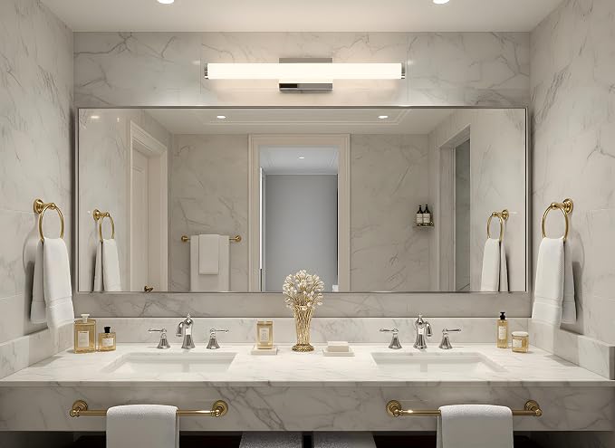 24 Inch Modern LED Vanity Light, Polished Chrome Bathroom Lighting Fixture, 3000K Warm White Light Bar for Mirror (22W, 1760Lumens, CRI>90, ETL Listed)