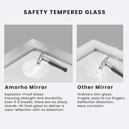 Bathroom Mirror for Wall, 72x36 Inch (Brushed Silver) | HD Reflection, Tempered Glass, Thick Metal Framed Rectangle Mirrors for Over Sink, Bedroom, Living Room, Entryway, Anti-Rust