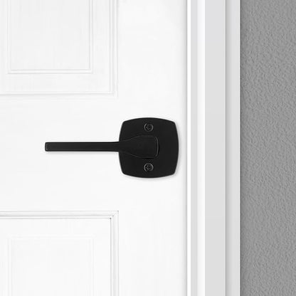 Kwikset Tripoli Dummy Door Handle, Single Sided for Closets, French Double Doors, and Pantry, Matte Black Non-Turning Reversible Interior Push/Pull Lever, with Microban Protection