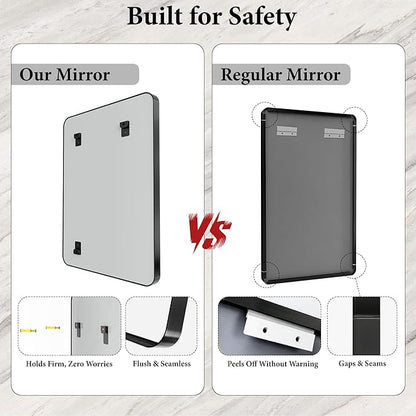28x32 Inch Black Metal Framed Bathroom Mirror for Wall, HD Tempered Glass | Vanity Mirror for Over Sink, Anti-Rust Aluminum Alloy Mirror, Farmhouse, Horizontally or Vertically Hanging