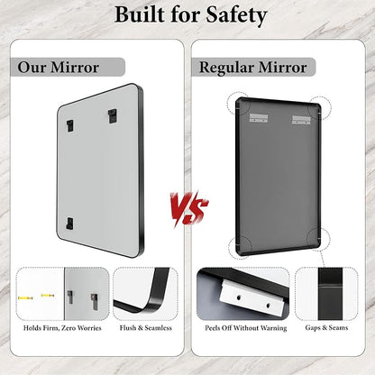 36x40 Inch Black Metal Framed Bathroom Mirror for Wall, HD Tempered Glass, Vanity Mirror for Over Sink, Anti-Rust Aluminum Alloy Mirror, Farmhouse, Horizontally or Vertically Hanging