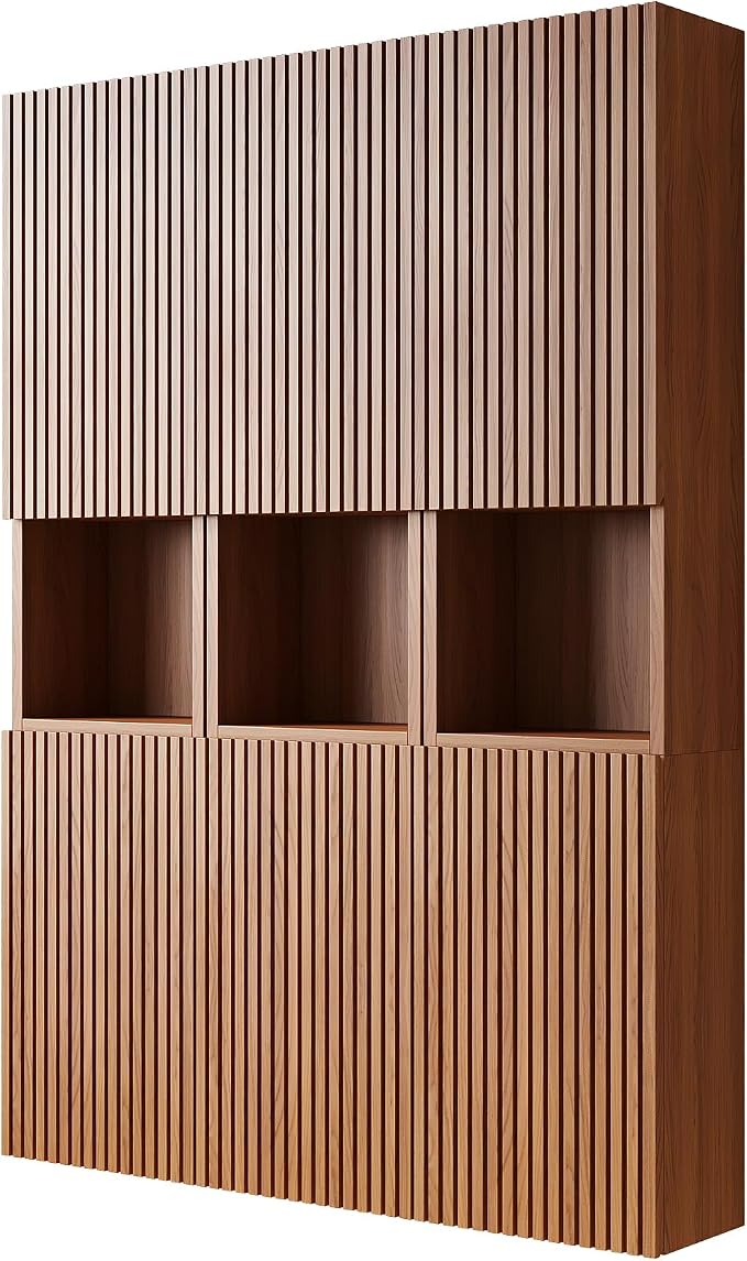 KEIKI Bathroom Wall Cabinet with Soft-Close Doors & Open Shelf, Brown Oak | Premium Wood Medicine Cabinet, Floating Storage Cabinet for Bathroom Kitchen Laundry Room