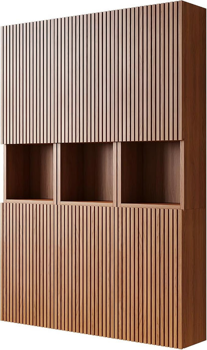 KEIKI Bathroom Wall Cabinet with Soft-Close Doors & Open Shelf, Brown Oak | Premium Wood Medicine Cabinet, Floating Storage Cabinet for Bathroom Kitchen Laundry Room