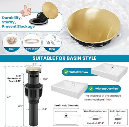 gotonovo 8 Inch Widespread Bathroom Faucets for Sink 3 Hole 2 Lever Handle Deck Mount with Pop Up Drain Hot and Cold Water Supply Lines Antique Brass