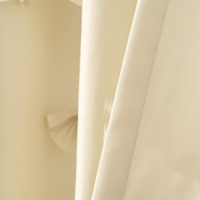 Lush Decor Riley Light Filtering Window Curtain Panel, Single 54" W x 84" L, Buttercream - Cute Yellow Curtains for Bedroom - Bow Decor - Coquette Curtains for Windows