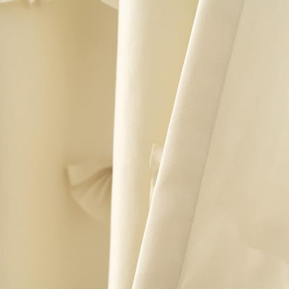 Lush Decor Riley Light Filtering Window Curtain Panel, Single 54" W x 84" L, Buttercream - Cute Yellow Curtains for Bedroom - Bow Decor - Coquette Curtains for Windows