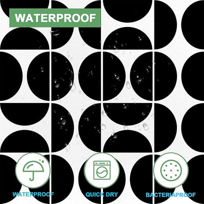 Black and White Mid Century Modern Shower Curtain, Boho Abstract Geometric Retro Art Bath Curtains For Bathroom, Colorful Unique Pattern Waterproof Polyester Fabric Bathroom Set 12 Hooks 36X72IN