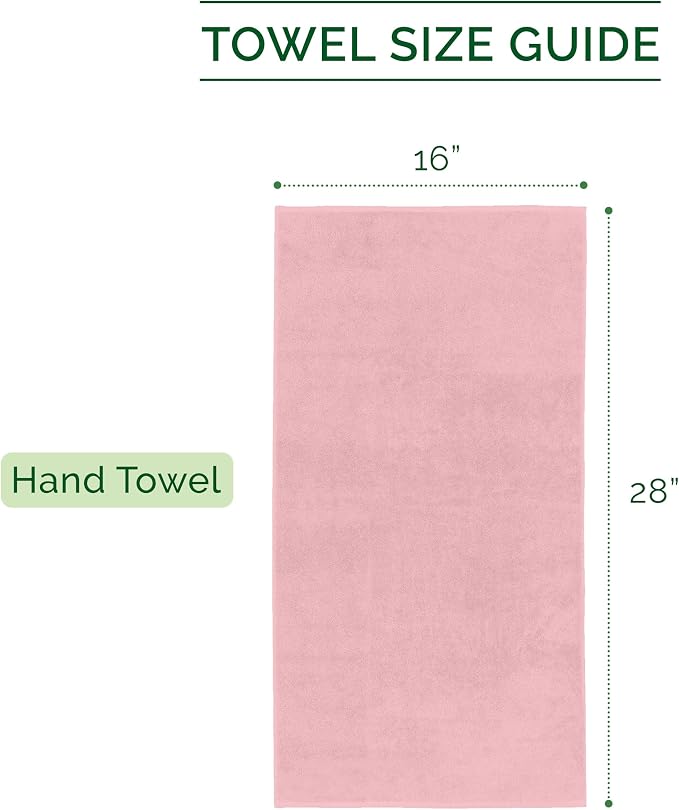 Elegant Comfort Luxury 100% Turkish Cotton Corduroy Ribbed 4 Pack Hand Towel Set 16 x 28 Inch - Absorbent, Super Soft, Quick Dry, Premium Towels for Bathroom, Gym, Spa and Hotel Use, Dusty Rose