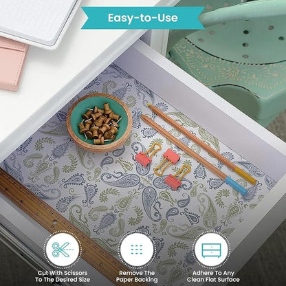 Con-Tact Brand Creative Covering, Self-Adhesive Shelf Liner, Multi-Purpose Vinyl Drawer Liner, Easy To Use And Apply, 18'' X 9', Abbey Sage