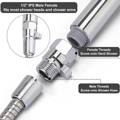 MAYYAYA Brass Shower Shut Off Valve, Flow Control, Handheld/Bidet, Chrome | Shut Off Valve, Flow Control, G1/2 NPT, Brass Body, Handle Lever, for Handheld Shower&Bidet Sprayer, Leak-Free, Silver