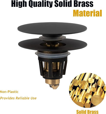 Universal Bathroom Sink Drain Stopper, Fits Most Pop-Up Drains for Vessel Sink Lavatory Vanity, Sink Drain Strainer with Detachable Hair Catcher, Tested by Plumber in US (MATT Black)