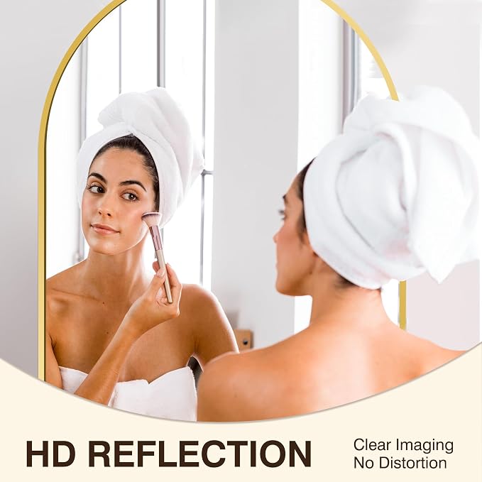FICTOR 24" x 36" Arched Bathroom Vanity Mirror for Over Sink, Gold | Anti-Rust Metal Framed, HD Tempered Shatter-Proof Glass, Modern Wall Mirror for Entryway, Living Room, Bedroom