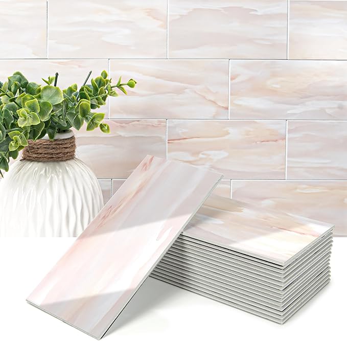 Art3d 102-Pack Peel and Stick Backsplash on Subway Tile, Yellow Jasper | 3 x 6 in, PVC, Self Adhesive, Waterproof, Traceless Peel, Modular Splicing, Ideal for Vanities, Bathrooms