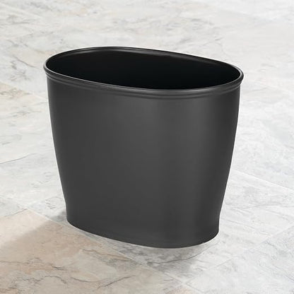 iDesign Slim Plastic Bathroom Trash Can, 2-Pack, Black | Small Garbage Bin, For Bedroom, Office, Desk, Dorm