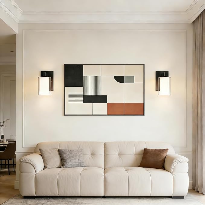 Wall Sconces Set of Two, Modern Matte Black Vanity Wall Lights | Double Clear Glass Shades With E26 Base, Farmhouse Wall Lights For Bathroom, Bedroom, Living Room, Mirror And Hallway.