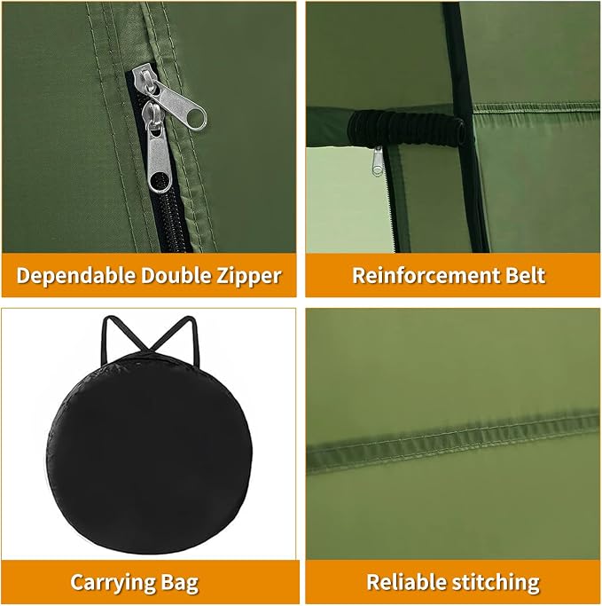 Portable Toilet Kit, Larger Size Portable Camping Toilet with Pop-Up Privacy Enlarged Tent and Poo Gel Toilet Bags, Width of 4.93 Feet Tent Washable Outdoor Showers Changing Rooms