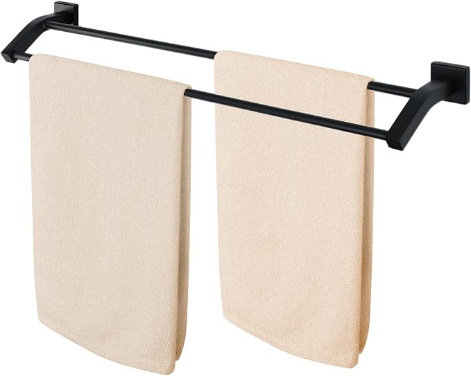 Alise 24" Double Towel Bar, Towel Racks for Bathroom, Matte Black | SuS304 Stainless Steel Bathroom Towel Rack Wall Mounted, Rust Resistant, Quick Drying, Useable Length 22.9"