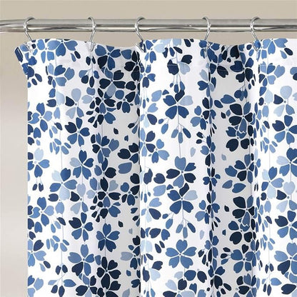 Lush Decor Weeping Flower Shower Curtain 72"W x 72"L White & Navy - Fabric Shower Curtains for Bathroom - Floral Bathroom Curtain - Cottage Core Decor