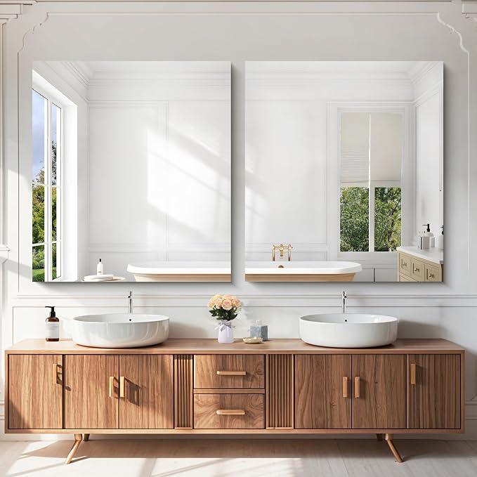 KOCUUY Large Frameless Mirror,36x40 Inch Rectangle Bathroom Vanity Mirror for Over Sink, Upgraded Shatterproof Unframed Design