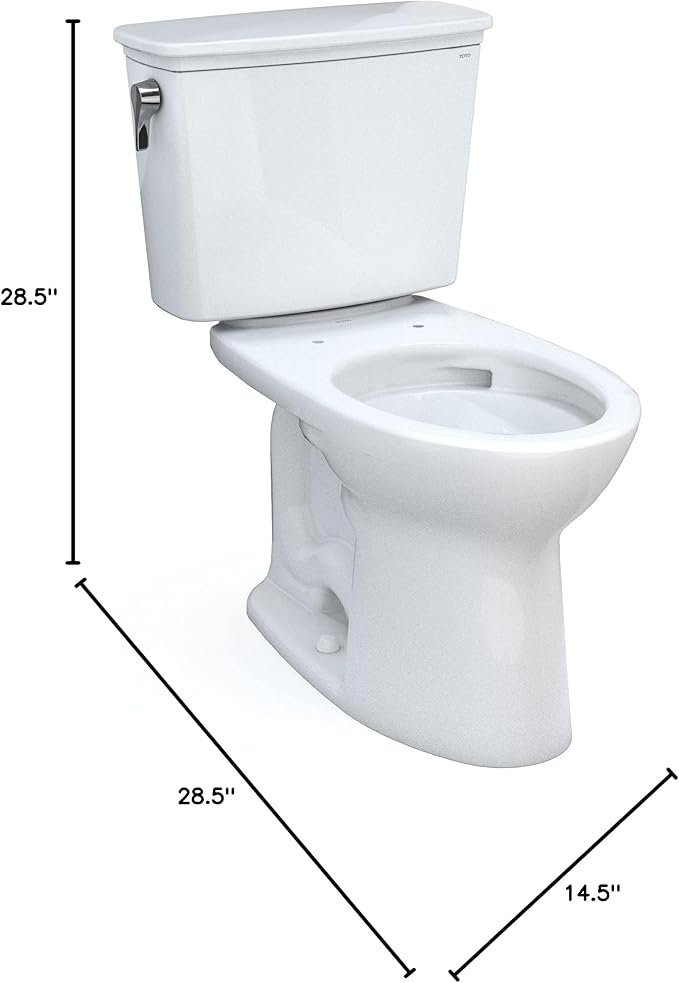 TOTO Drake Transitional Two-Piece Elongated 1.28 GPF Universal Height TORNADO FLUSH Toilet with CEFIONTECT, Cotton White - CST786CEFG#01