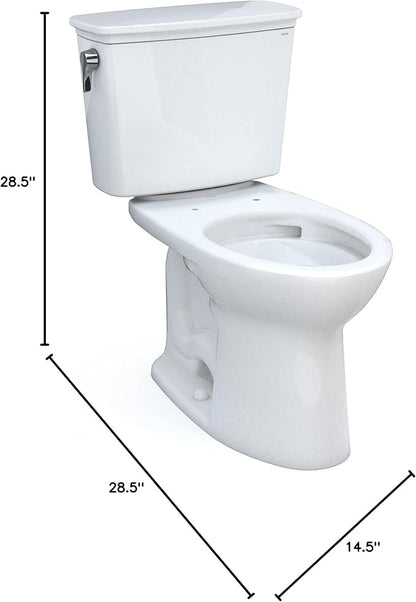 TOTO Drake Transitional Two-Piece Elongated 1.28 GPF Universal Height TORNADO FLUSH Toilet with CEFIONTECT, Cotton White - CST786CEFG#01