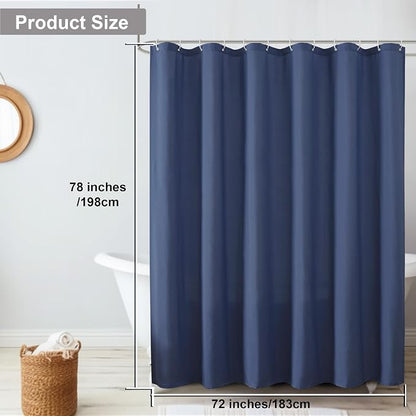 OVZME Zora 78 Inch Shower Curtain Set with 12 Plastic Hooks, Plain Fabric Shower Curtain for Bathroom - Long Shower Curtain, Water Resistance, Machine Washable Soft Cloth, 72WX78L, Dusty Blue