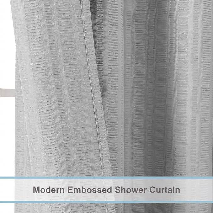 Aiyufeng Moga Light Gray Fabric Shower Curtains for Bathroom - Hotel Spa Polyester Cloth Bath Curtain with 12 Holes, 72x72, Machine Washable, Light Gray