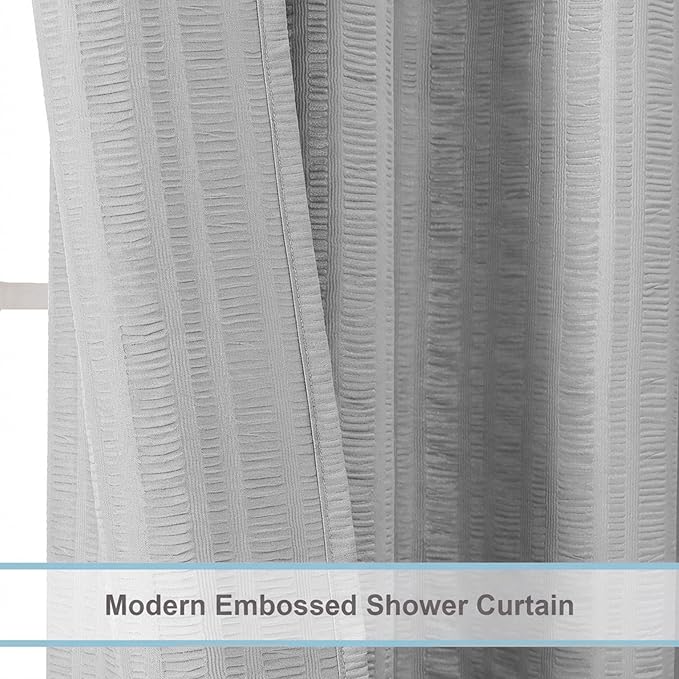 Aiyufeng Moga Light Gray Shower Curtain, 3D Design Fabric Shower Curtains, Premium Spa Quality Modern Shower Curtains for Bathroom, 36"x72", Light Gray