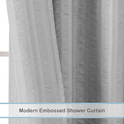 Aiyufeng Moga Light Gray Shower Curtain, 3D Design Fabric Shower Curtains, Premium Spa Quality Modern Shower Curtains for Bathroom, 36"x72", Light Gray