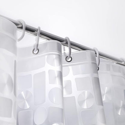 NTBAY EVA Shower Curtain Liner, 72 x 72, 6 Gauge, Semi Clear Geometric | Water-repellent EVA Liner with 3 Bottom Magnets, 12 Reinforced Grommets, and 12 Plastic Hooks