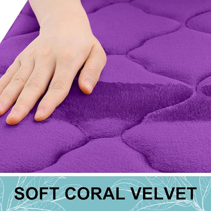 OLANLY Memory Foam Bath Mat Rug 24x16, Ultra Soft and Absorbent Bathroom Rugs, Non-Slip, Comfortable, Machine Washable Bath Carpet for Bathroom Floor, Tub, Shower and Home Decor Accessories, Purple