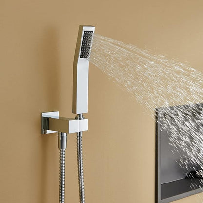 Rain Shower System 12 Inches Shower Combo Set Chrome Wall Mount Faucet Bathroom Faucets with Rainfall Shower Head and Hand Shower
