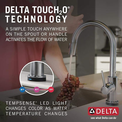 Delta Faucet Trinsic Touch Kitchen Faucet Brushed Nickel, Kitchen Faucets with Pull Down Sprayer, Kitchen Sink Faucet, Touch Faucet for Kitchen Sink, Touch2O Technology, Arctic Stainless 9159T-AR-DST