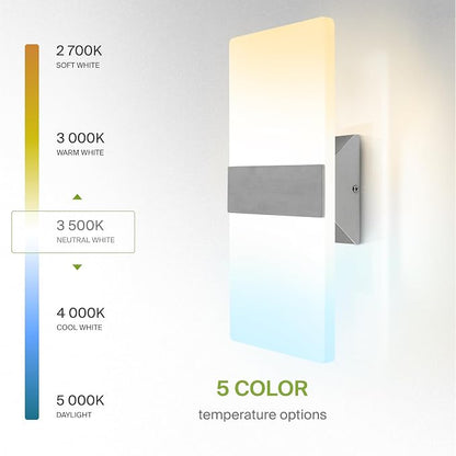 ASD 14 Inch Indoor LED Wall Sconce - 24W 2700K-5000K Dimmable Brushed Nickel Wall Sconce Lights for Living Room, Bedroom, Bathroom, Hallway - Modern Wall Sconces Hardwired, ETL Interior Light