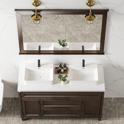 KINGWONG 20 Inch Ceramic Vessel Sink | White Rectangular Bathroom Sink Above Counter or Wall Mounted | Porcelain Vanity Basin with Overflow Hole Easy Clean Glossy Finish for RV Farmhouse Modern Bath